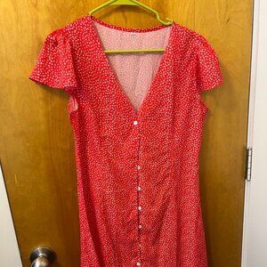 Red and white polka dot dress (size M, new)